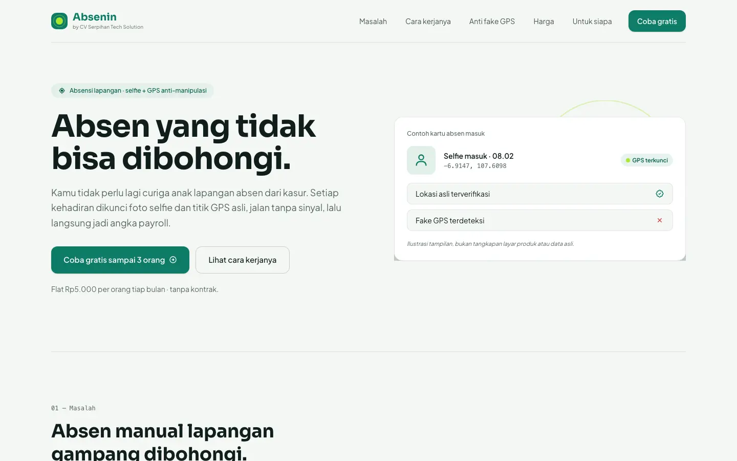 Tangkapan halaman Absenin