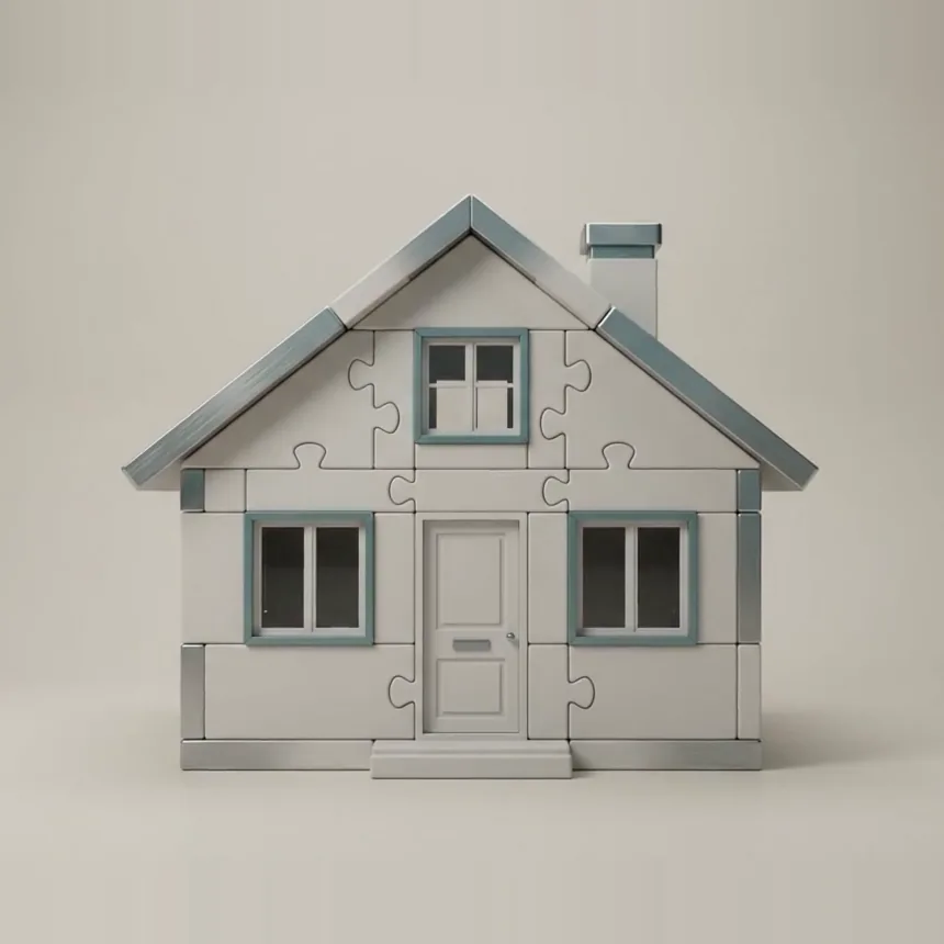 Rumah mungil yang tersusun dari potongan aluminium seperti puzzle